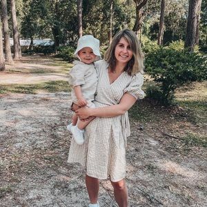 H&M gingham linen-blend wrap over dress.Sold out.